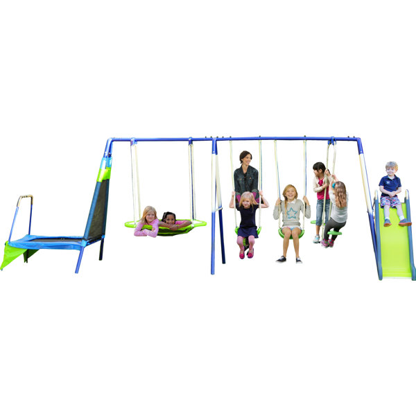 Natus Inc Mountain View Metal Trampoline/Slide and Swing Set & Reviews